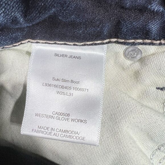 Silver Jeans Co. Women's Size W25/L31 Suki Slim Boot Cut Dark Wash Denim Jeans - Picture 12 of 13